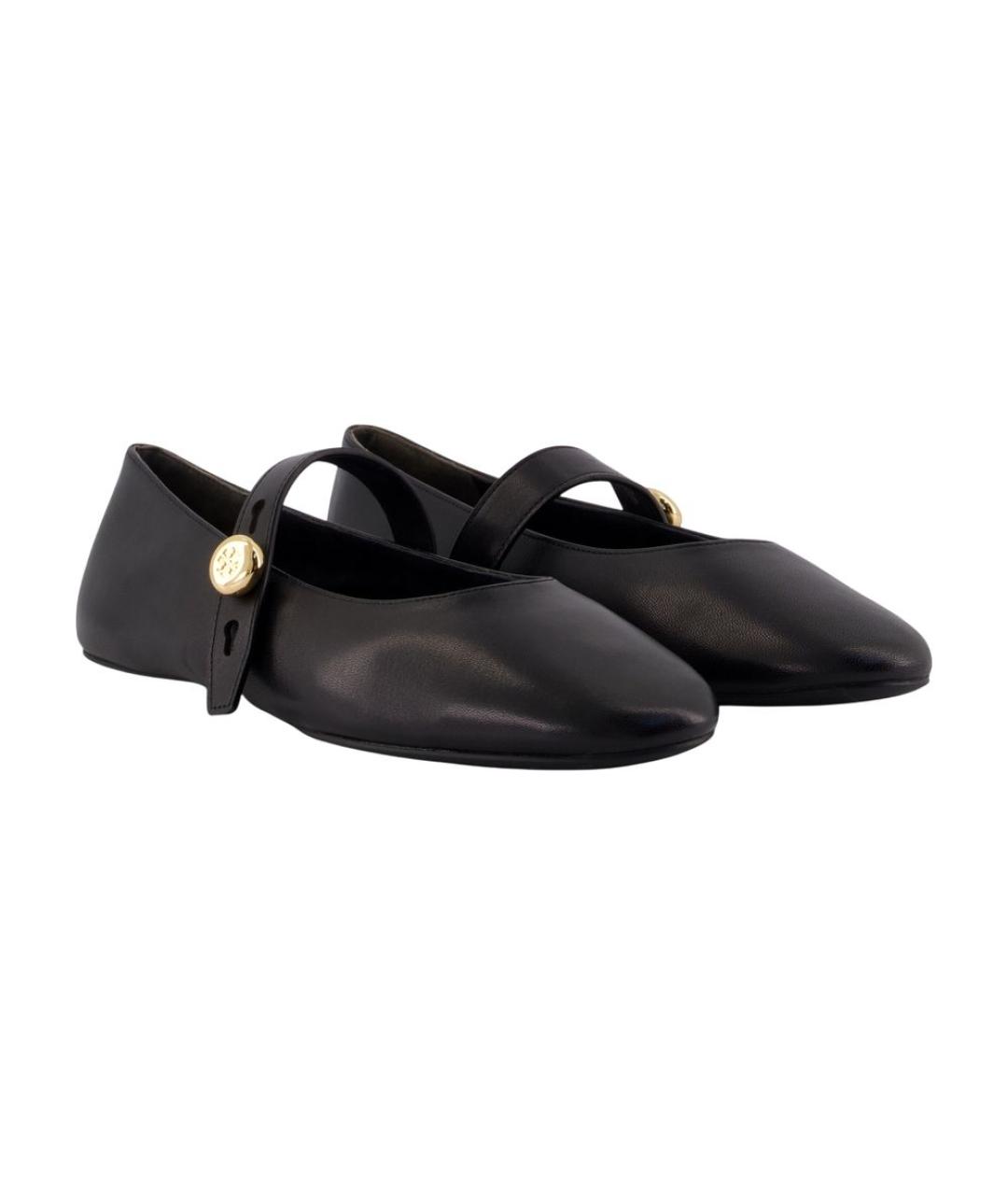 TORY BURCH Черные кожаные балетки, фото 2