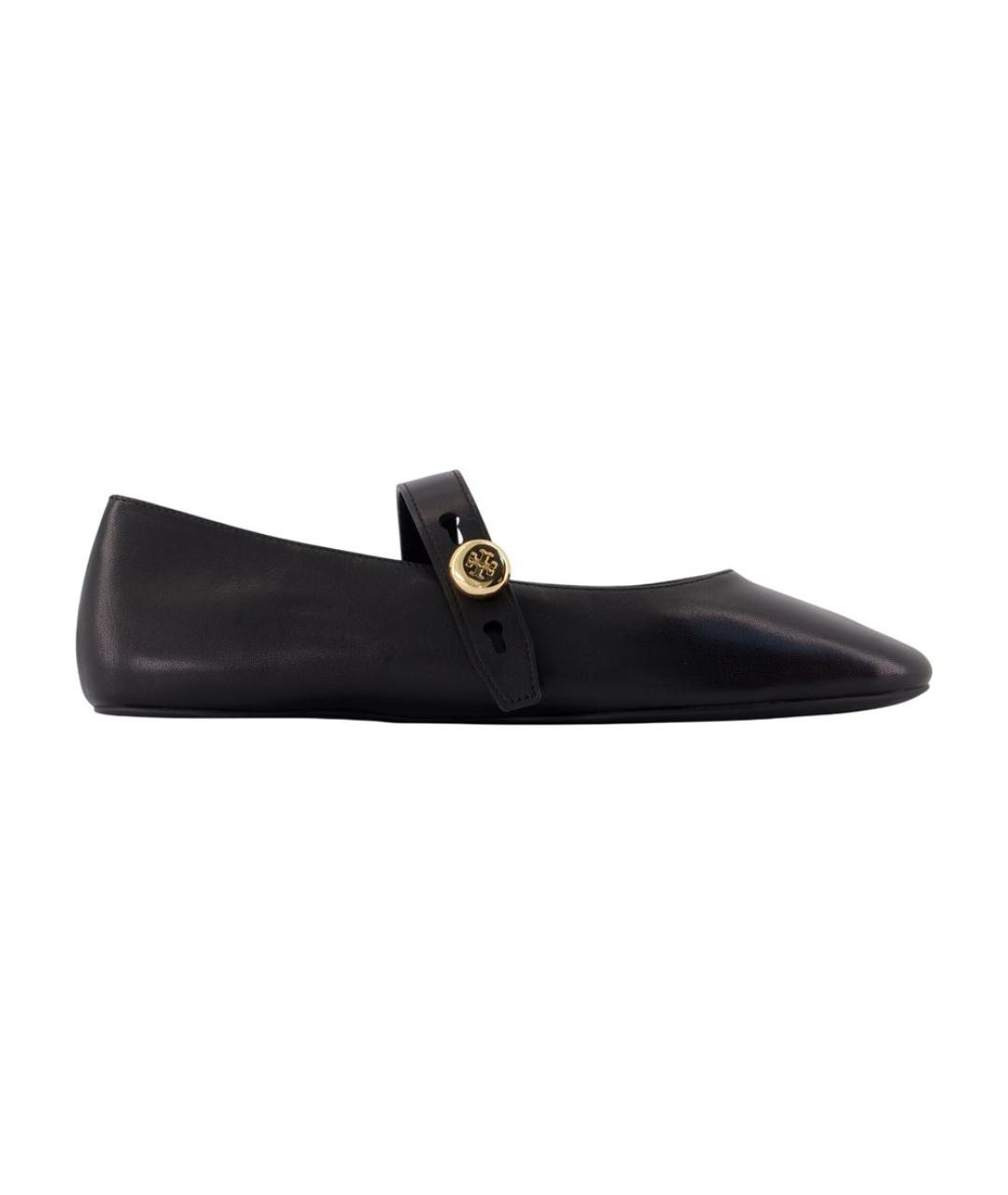 TORY BURCH Черные кожаные балетки, фото 3