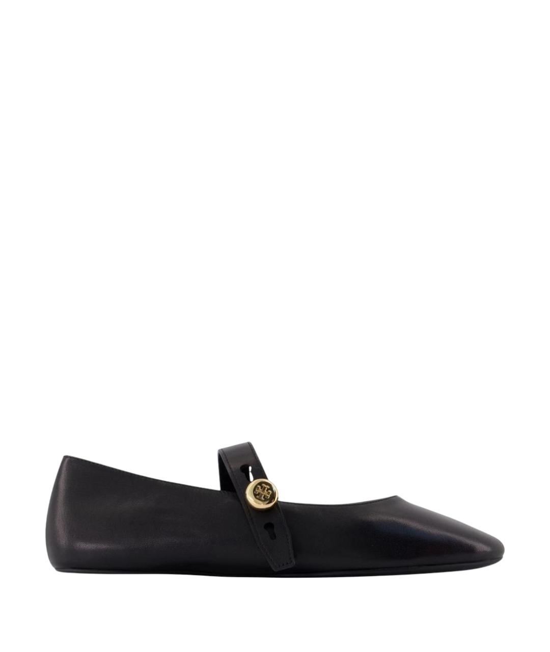 TORY BURCH Черные кожаные балетки, фото 1