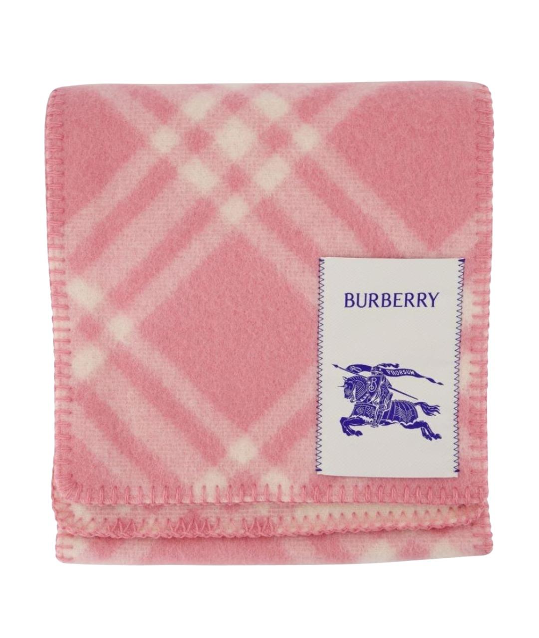 BURBERRY Розовый шерстяной шарф, фото 1
