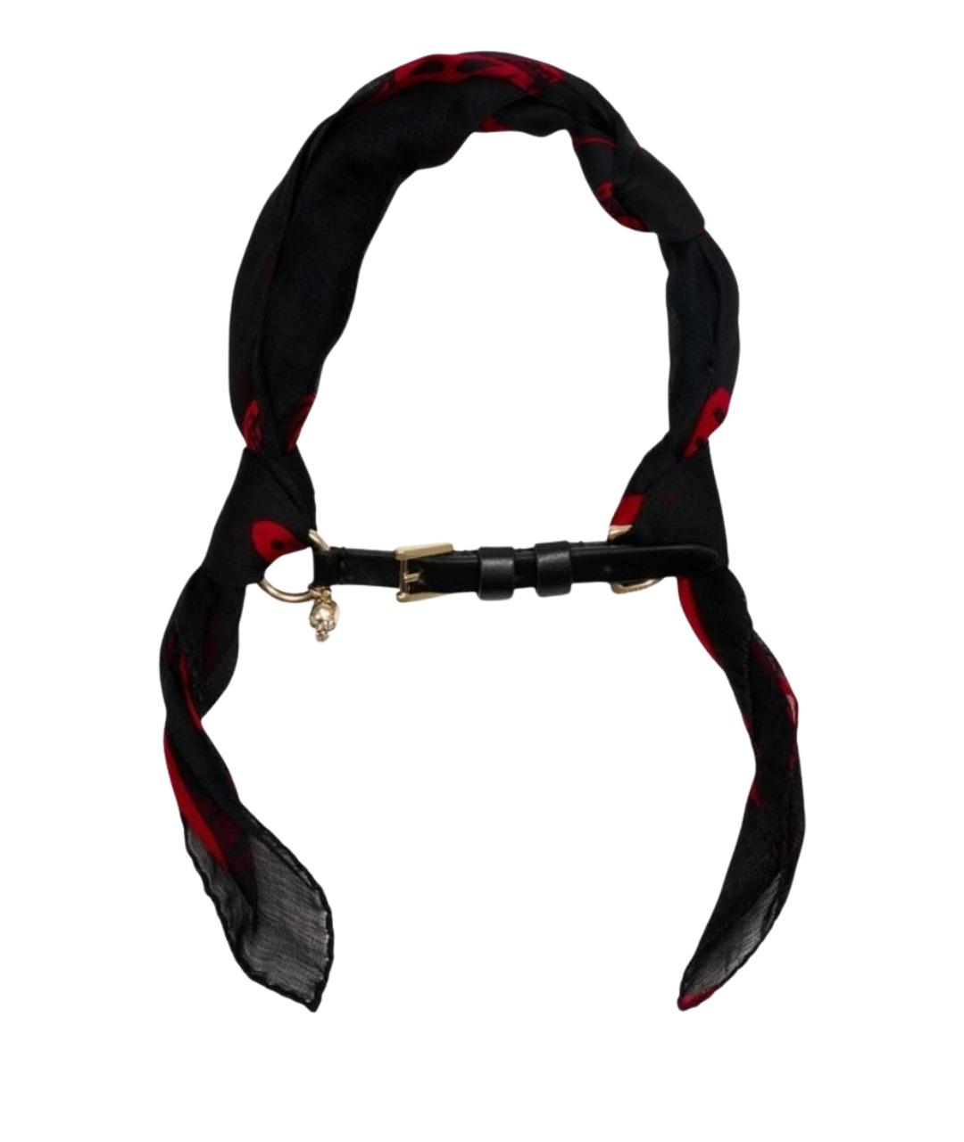 ALEXANDER MCQUEEN Черный шелковый шарф, фото 1