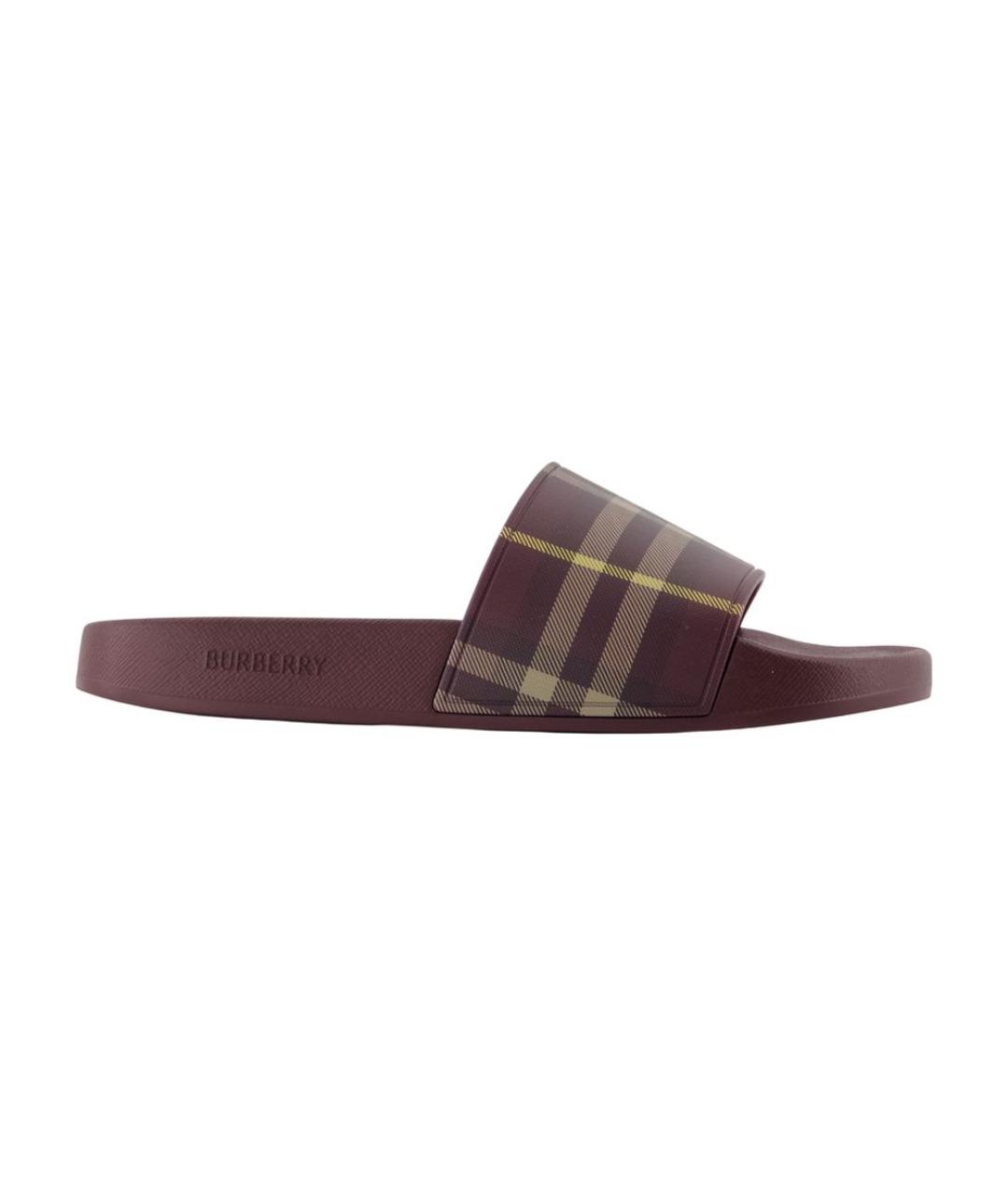 BURBERRY Бордовые синтетические шлепанцы, фото 3