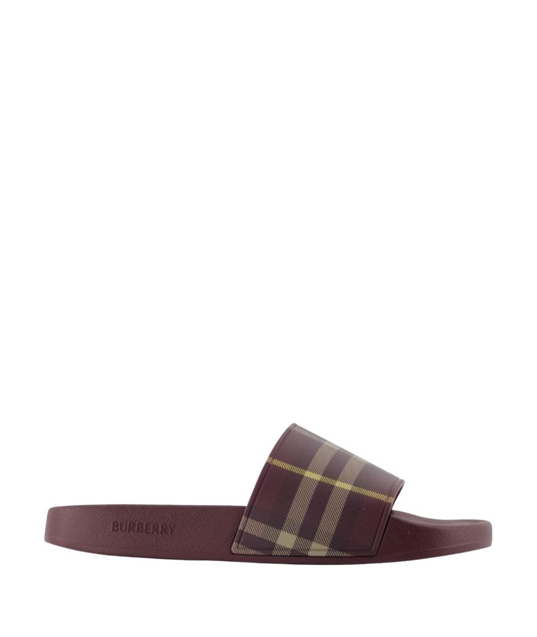 BURBERRY Бордовые синтетические шлепанцы, фото 1