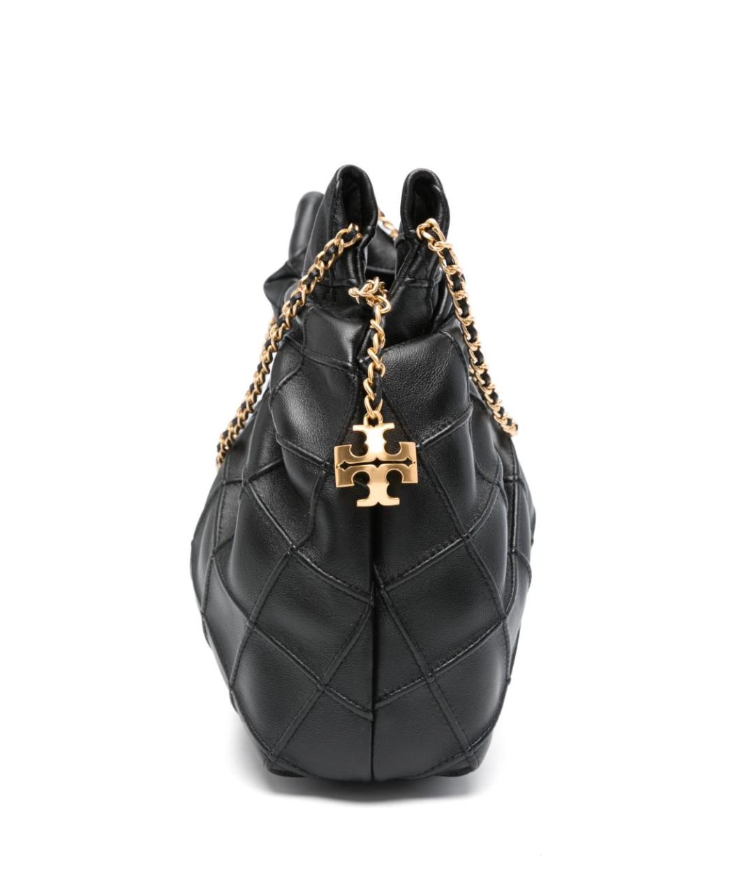 TORY BURCH Черная кожаная сумка с короткими ручками, фото 3