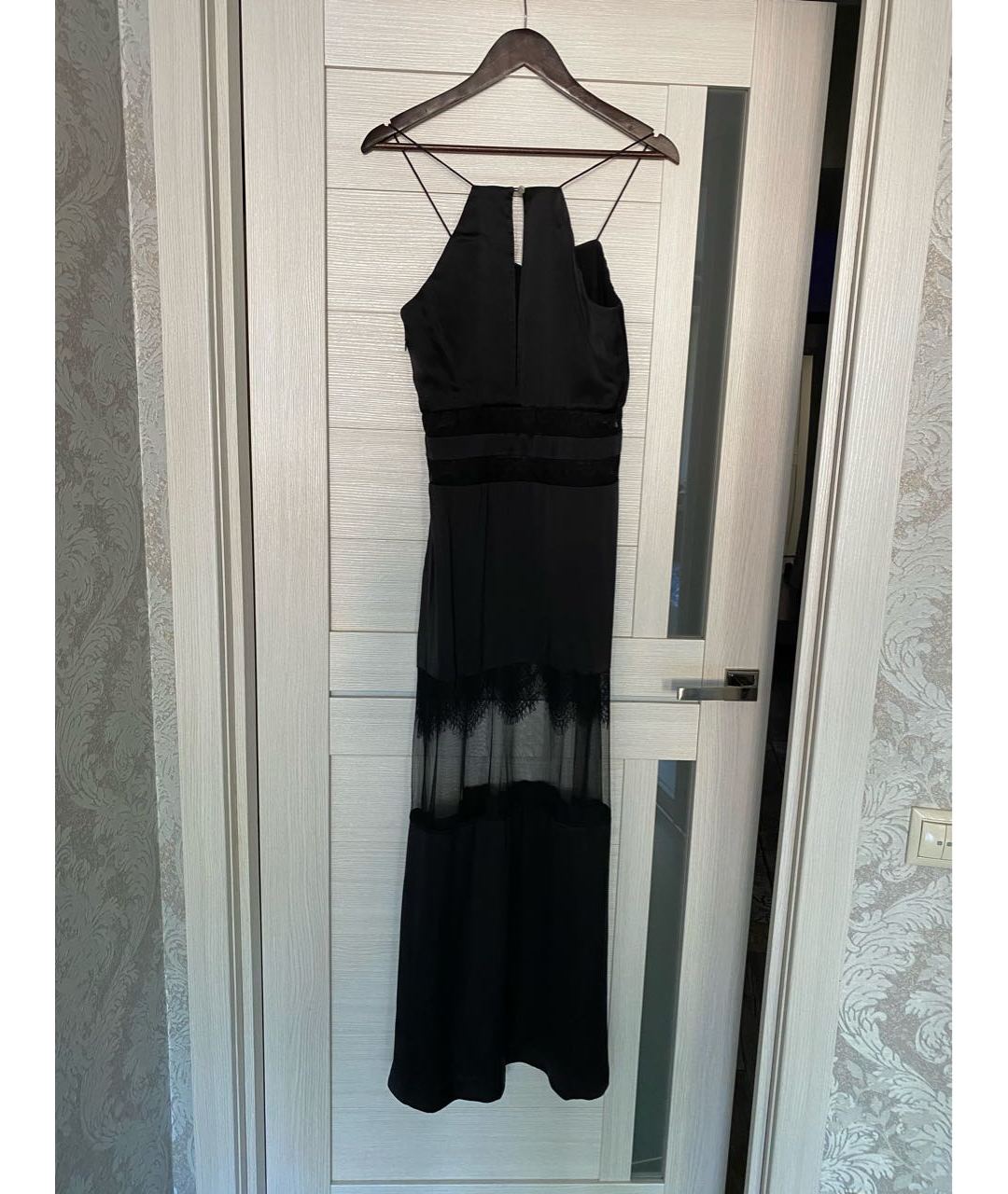 SELF-PORTRAIT Черное шелковое вечернее платье, фото 4