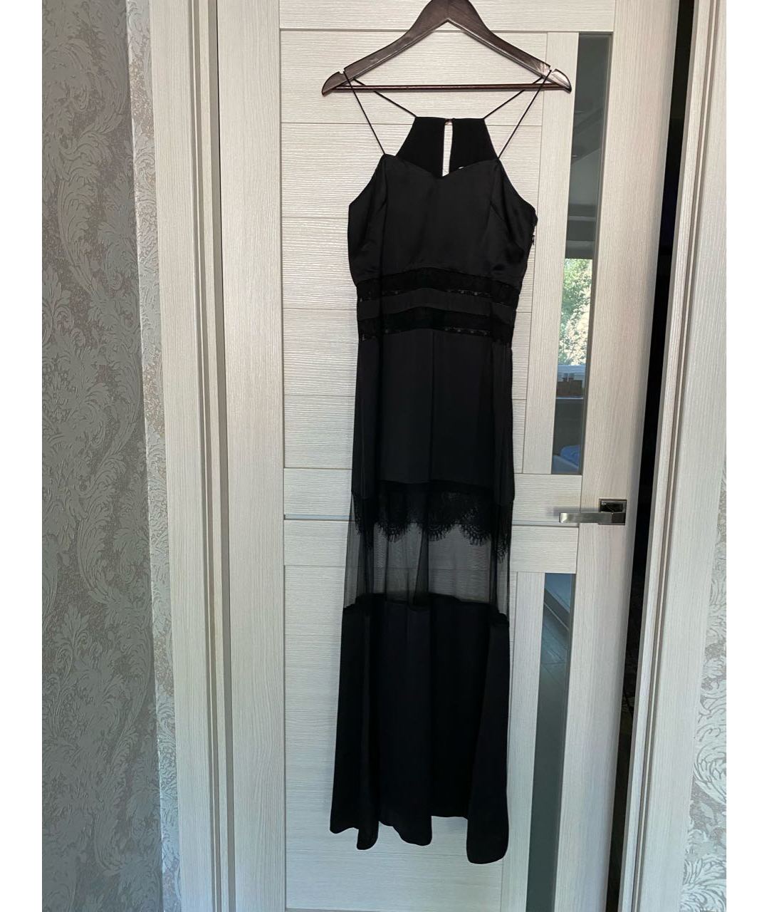 SELF-PORTRAIT Черное шелковое вечернее платье, фото 3