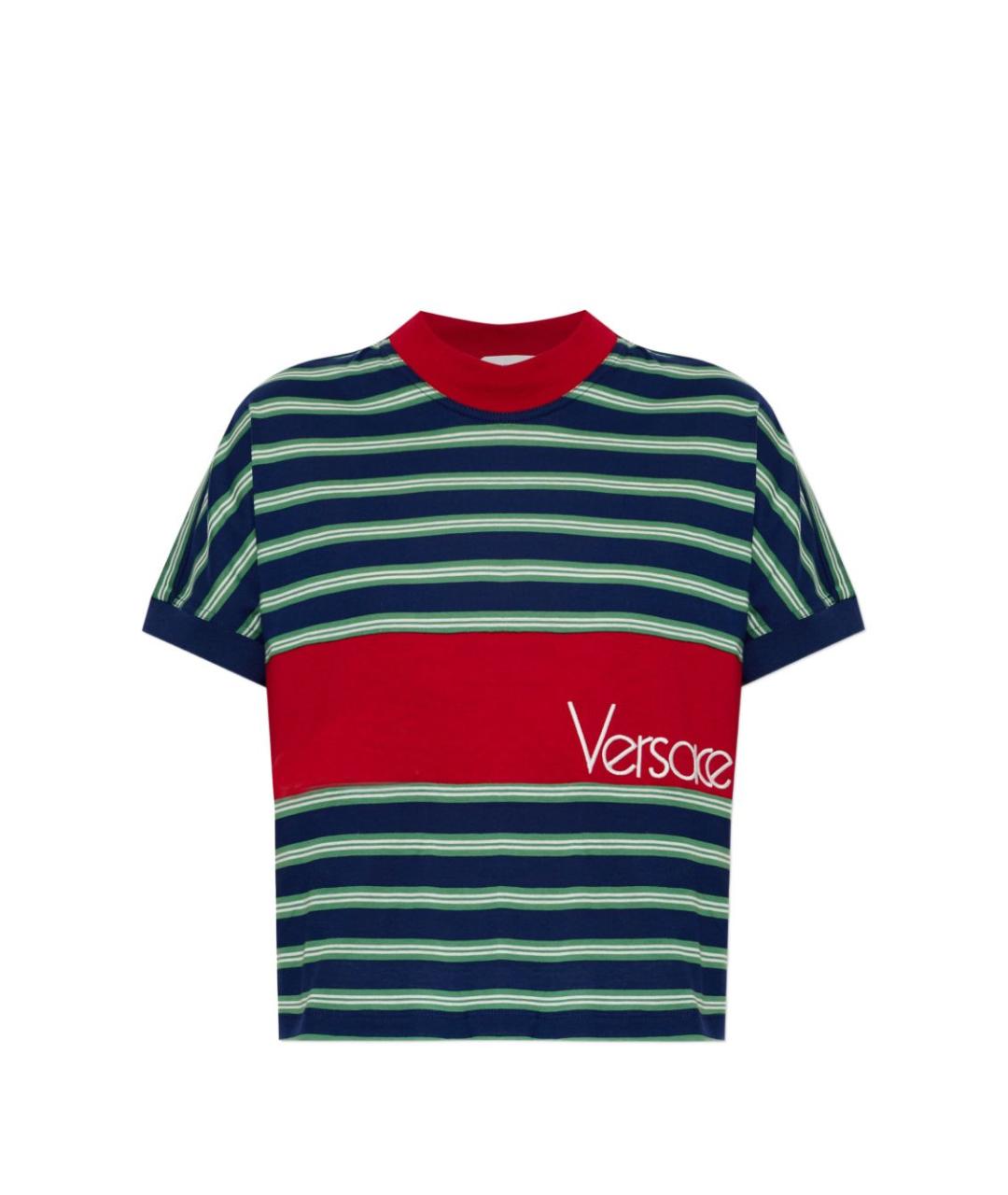 VERSACE Темно-синяя хлопковая футболка, фото 1