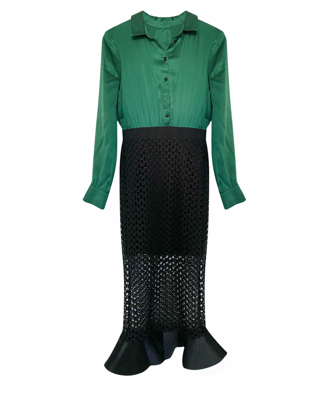 SELF-PORTRAIT Зеленые шелковое повседневное платье, фото 1