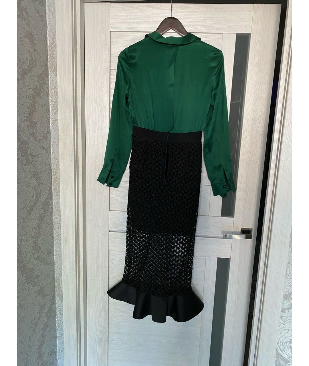 SELF-PORTRAIT Зеленые шелковое повседневное платье, фото 2