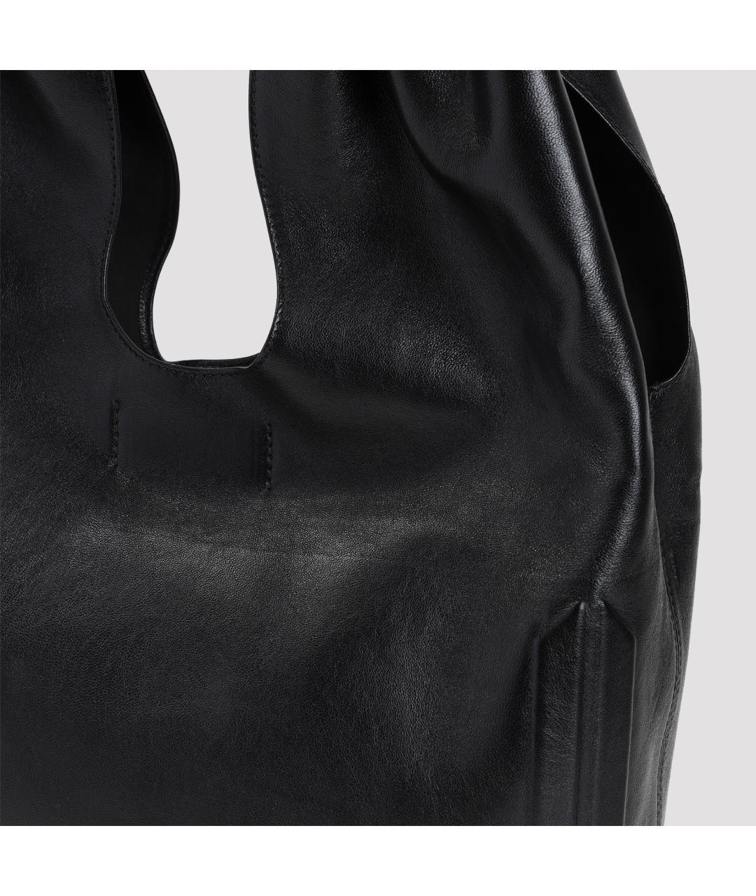 MAISON MARGIELA Черная кожаная сумка через плечо, фото 3