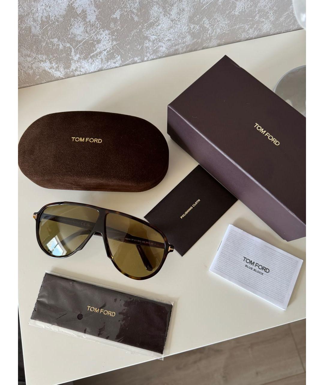 TOM FORD Коричневые пластиковые солнцезащитные очки, фото 4