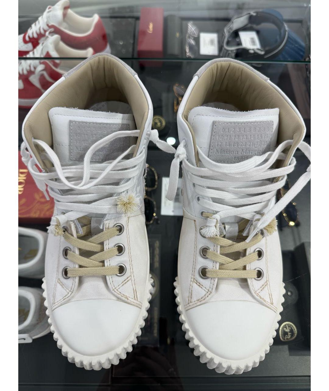 MAISON MARGIELA Белые кожаные высокие кроссовки / кеды, фото 3