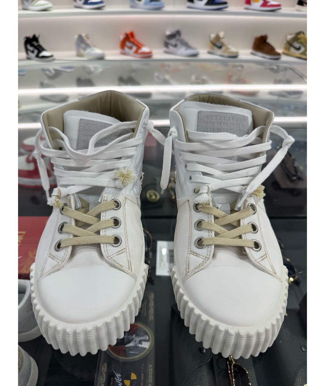 MAISON MARGIELA Белые кожаные высокие кроссовки / кеды, фото 2