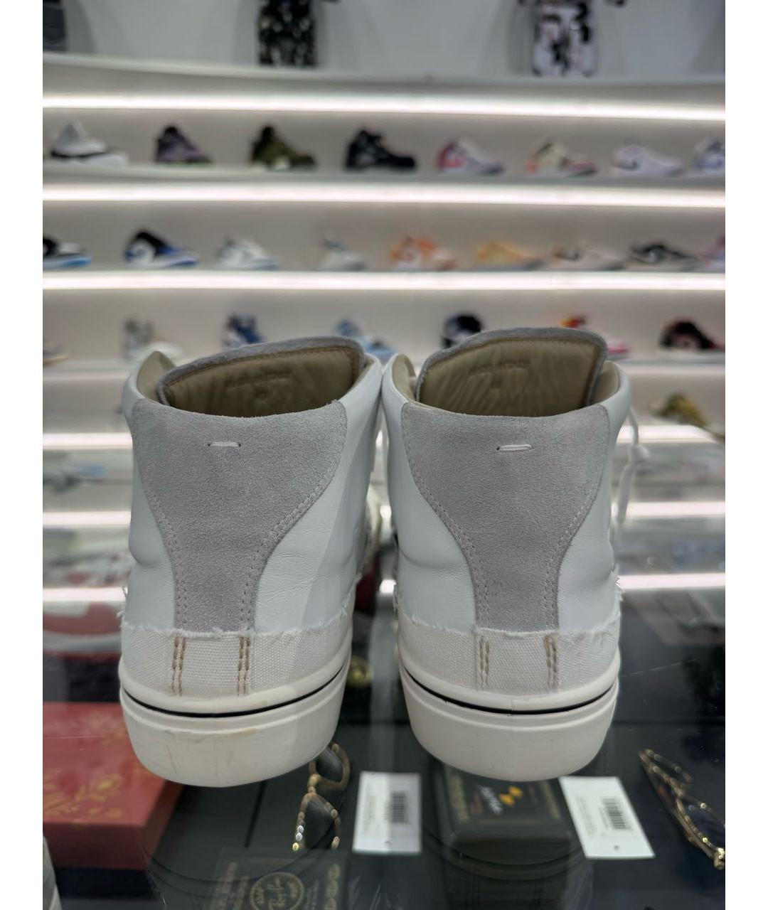MAISON MARGIELA Белые кожаные высокие кроссовки / кеды, фото 4