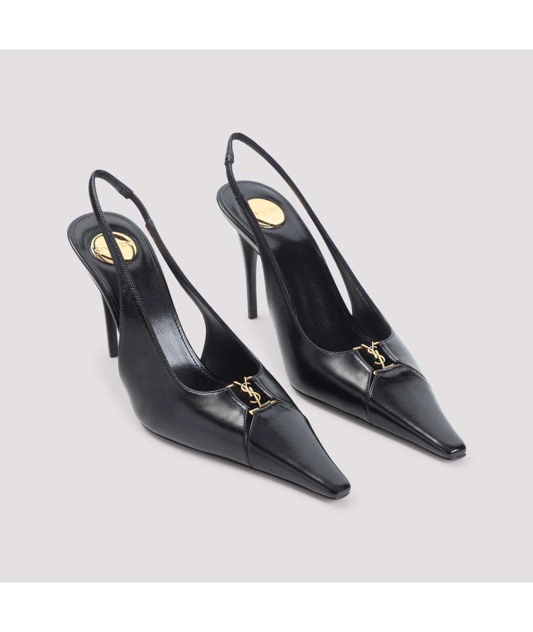 SAINT LAURENT Черные кожаные туфли, фото 4