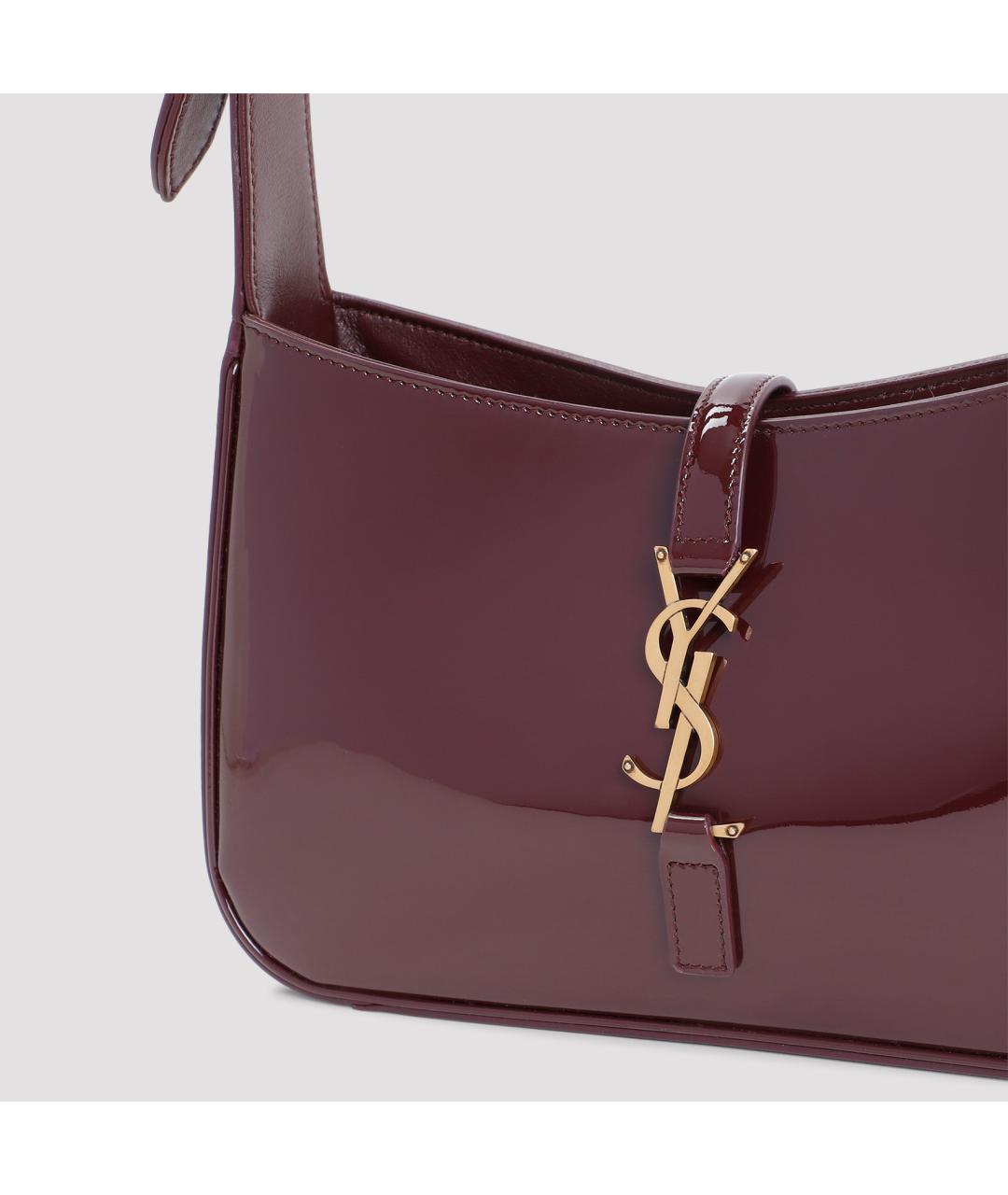 SAINT LAURENT Бордовая сумка через плечо из лакированной кожи, фото 4