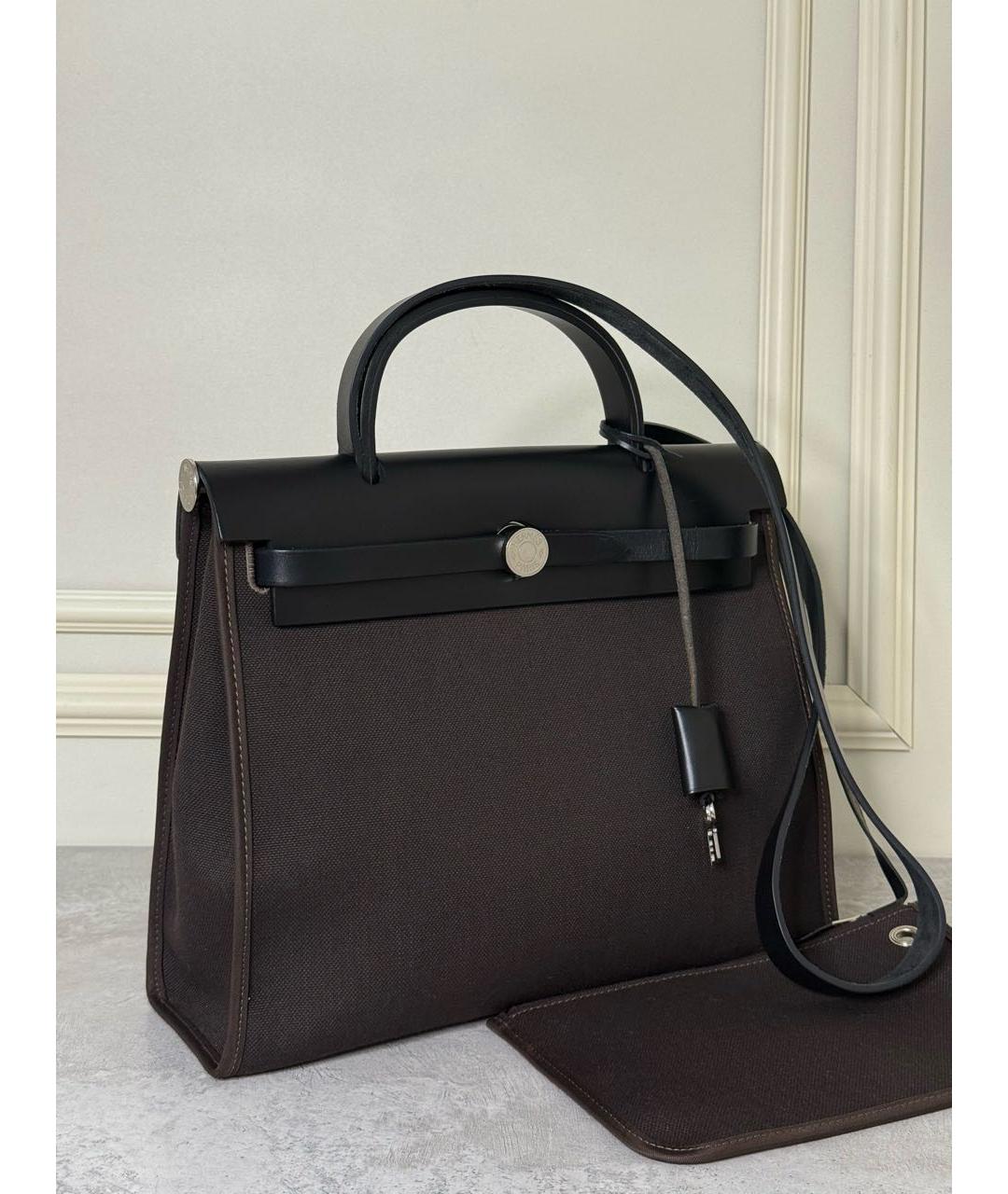 HERMES Коричневая тканевая сумка через плечо, фото 2