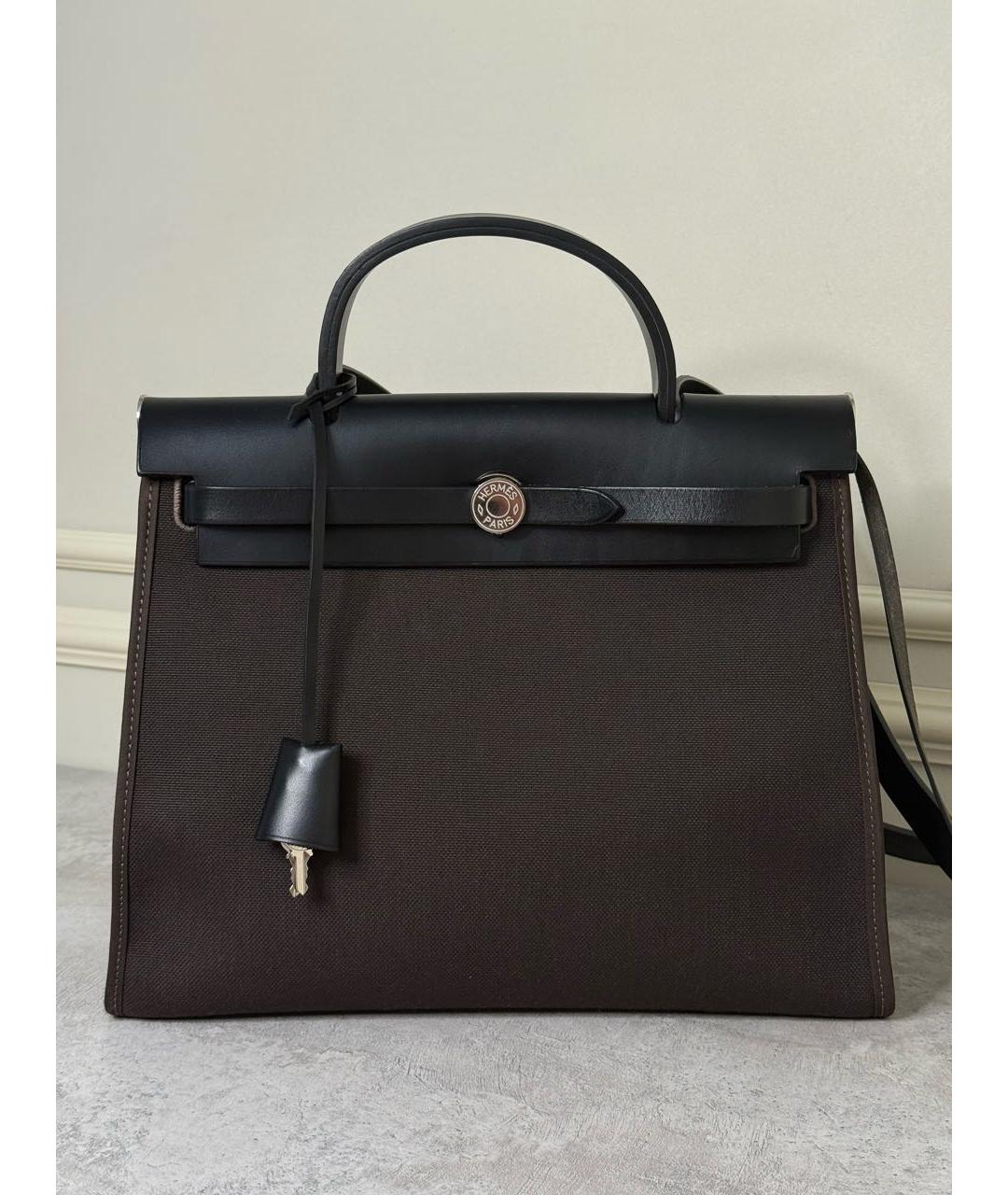 HERMES Коричневая тканевая сумка через плечо, фото 9