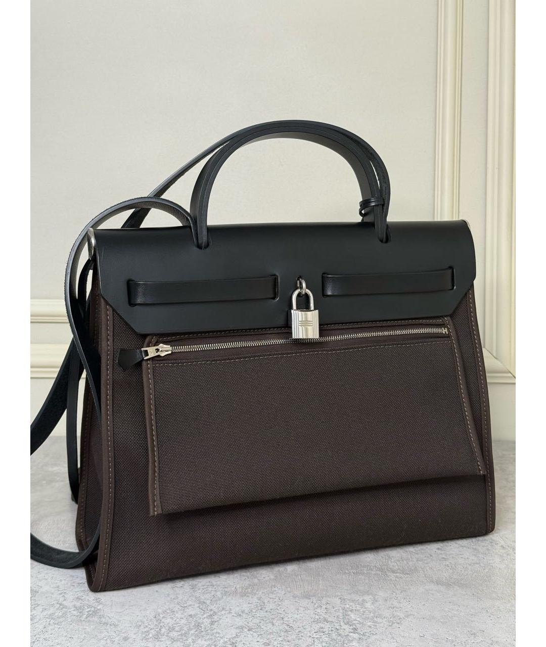 HERMES Коричневая тканевая сумка через плечо, фото 5