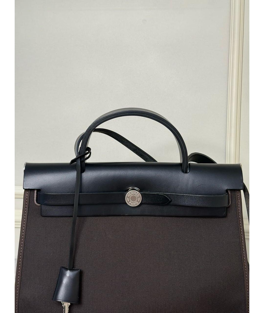 HERMES Коричневая тканевая сумка через плечо, фото 8