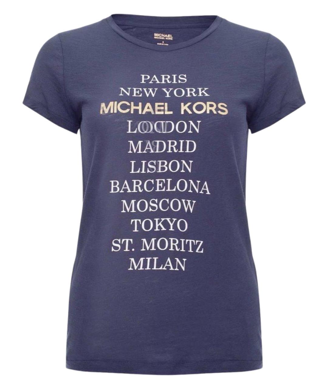 MICHAEL MICHAEL KORS Темно-синяя хлопковая футболка, фото 1