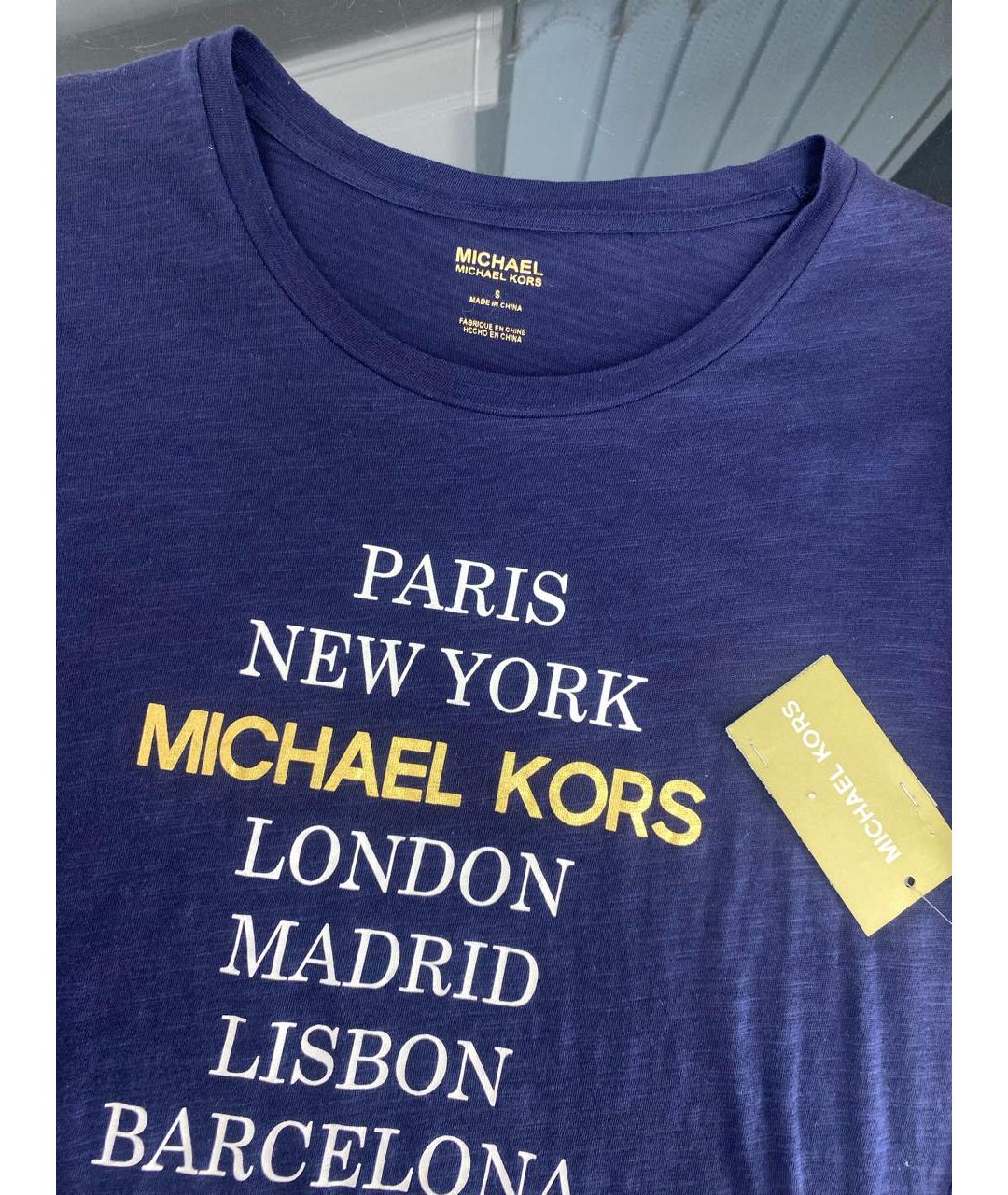 MICHAEL MICHAEL KORS Темно-синяя хлопковая футболка, фото 3