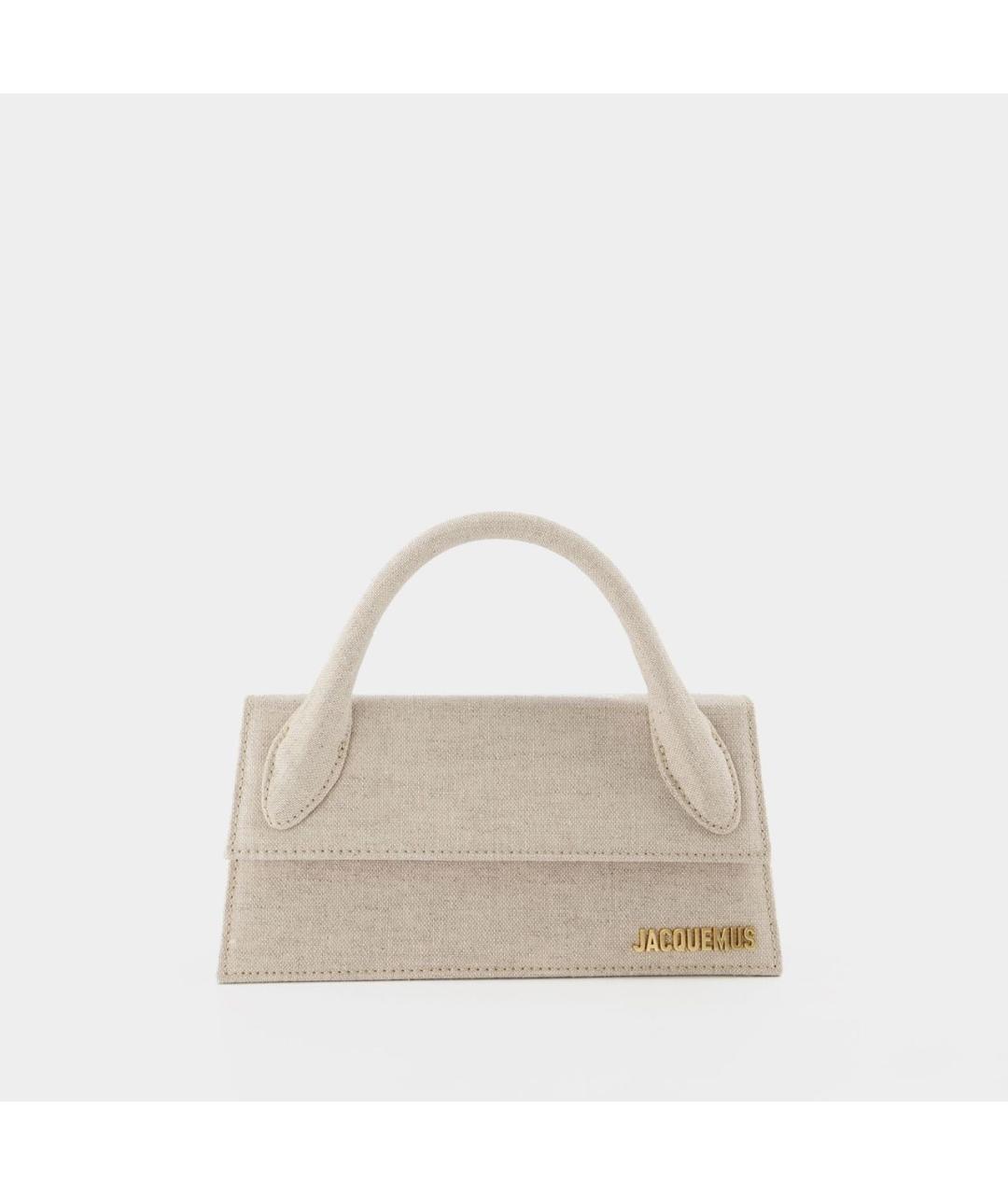 JACQUEMUS Бежевая льняная сумка с короткими ручками, фото 9