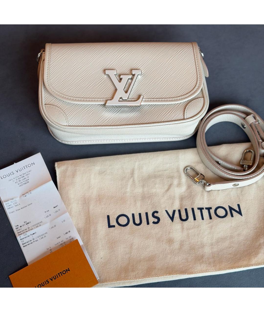 LOUIS VUITTON Бежевая кожаная сумка через плечо, фото 2