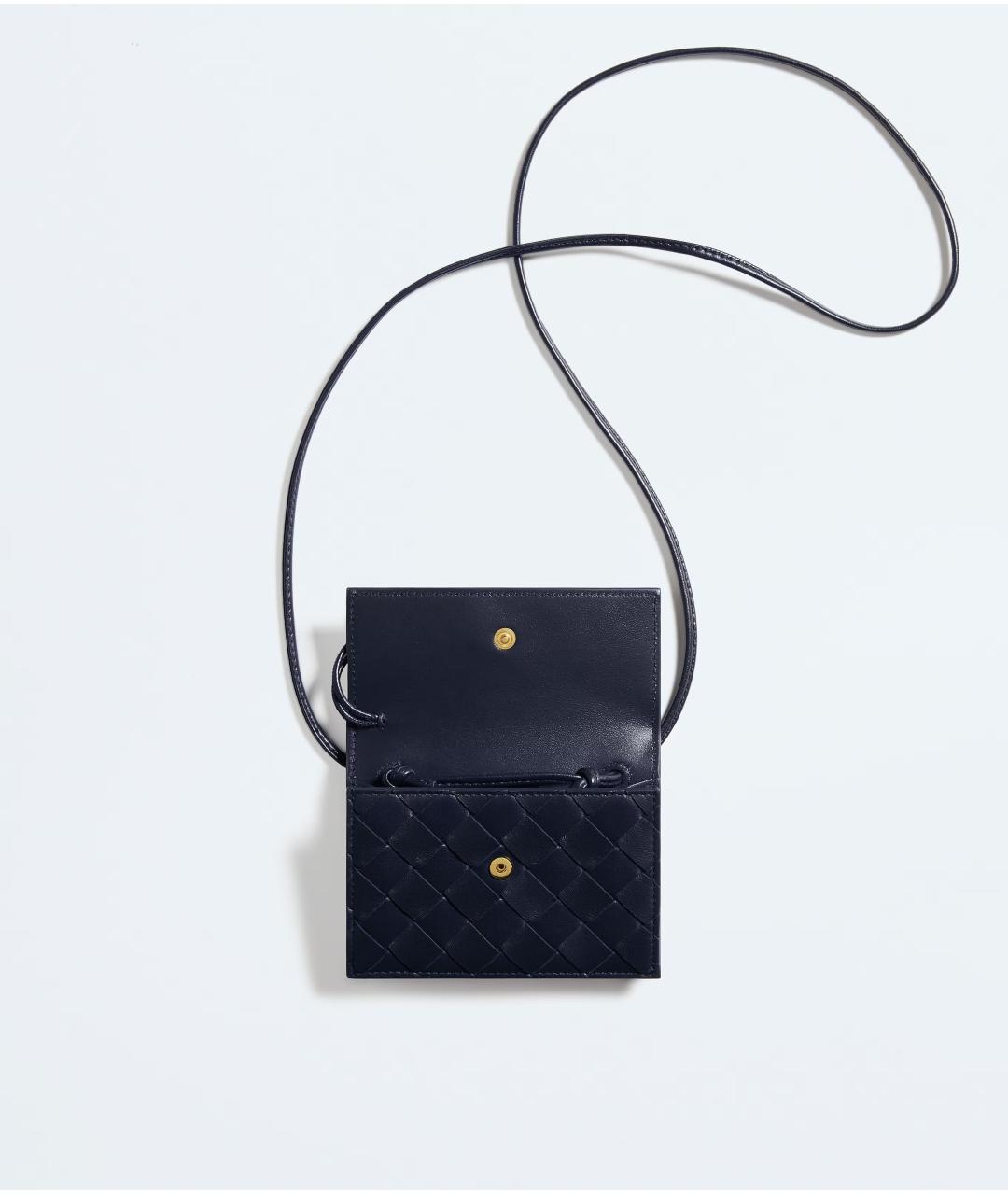BOTTEGA VENETA Темно-синий кожаный кошелек, фото 2