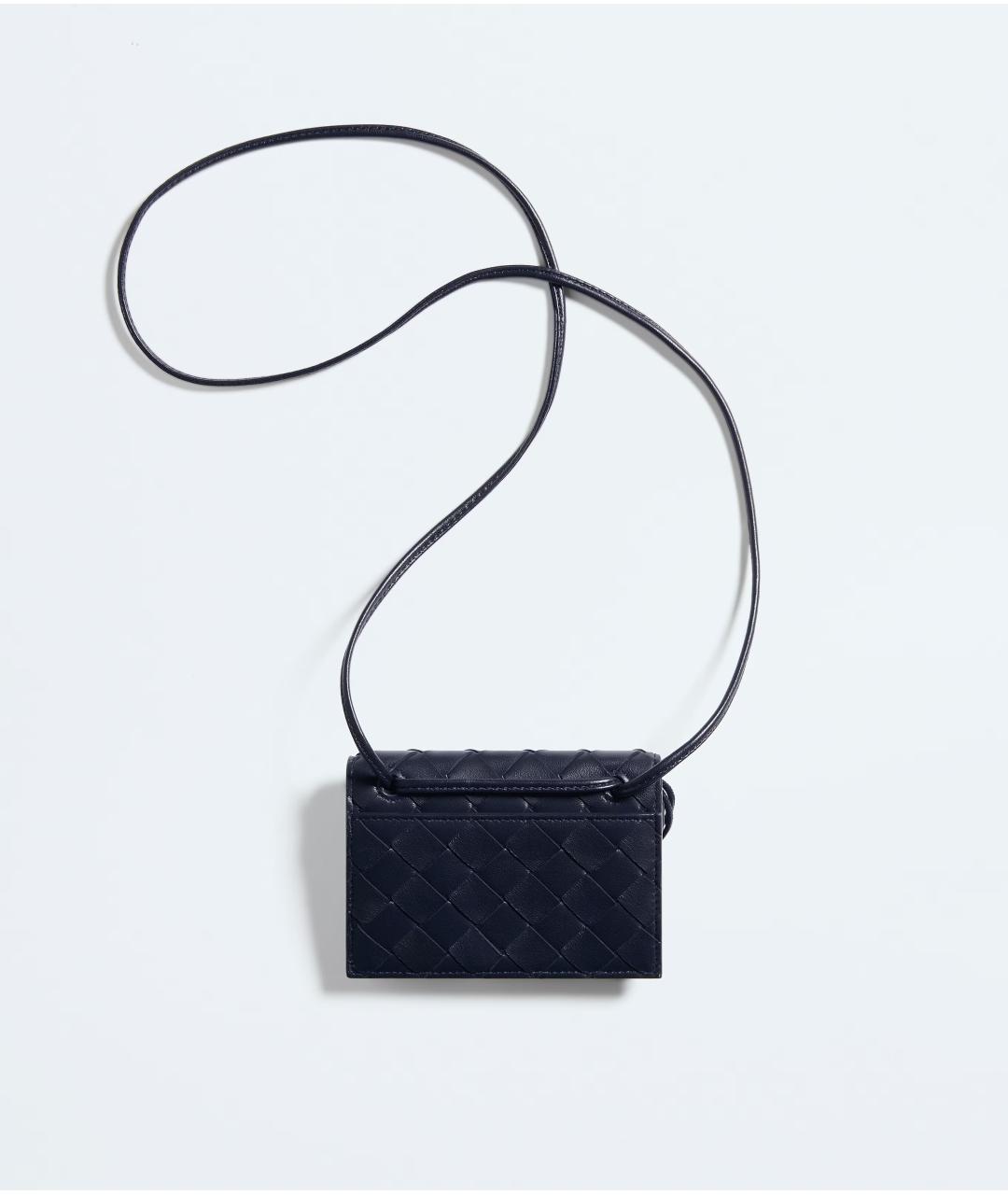 BOTTEGA VENETA Темно-синий кожаный кошелек, фото 3