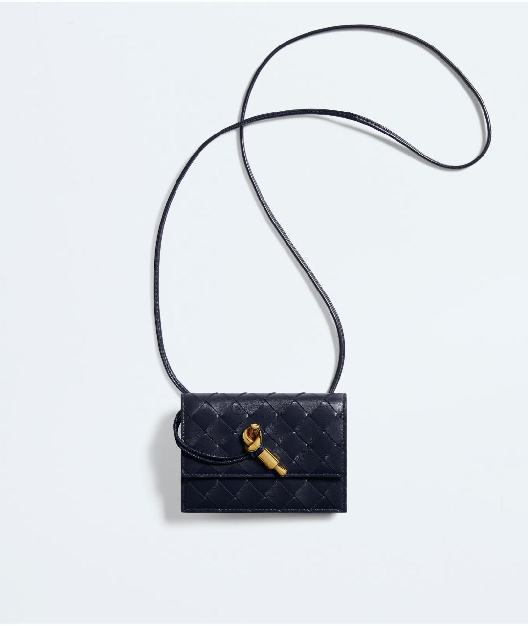BOTTEGA VENETA Темно-синий кожаный кошелек, фото 4