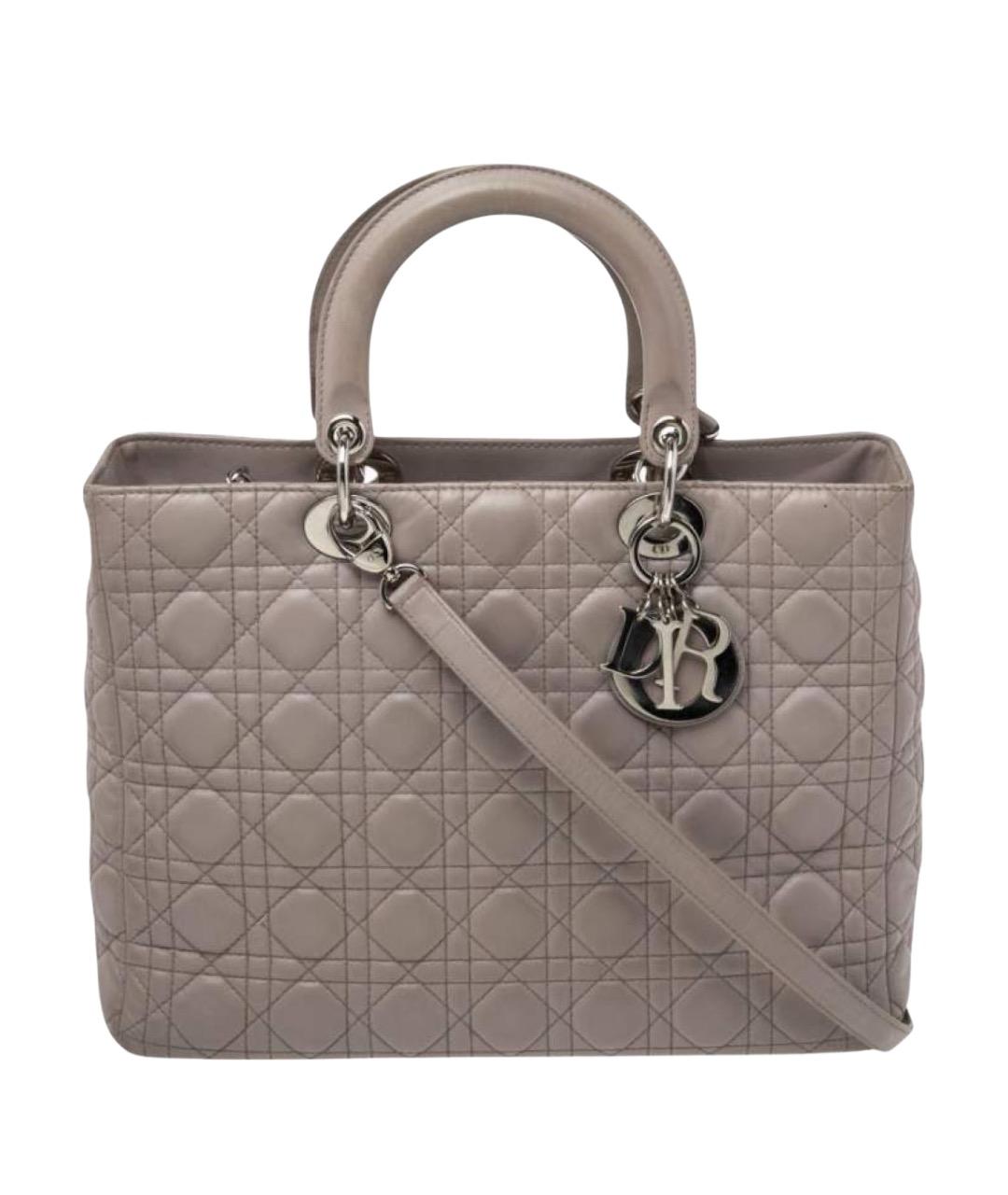 CHRISTIAN DIOR Серая кожаная сумка с короткими ручками, фото 1