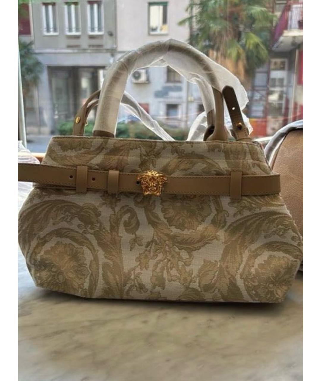 VERSACE Бежевая жаккардовая сумка с короткими ручками, фото 8