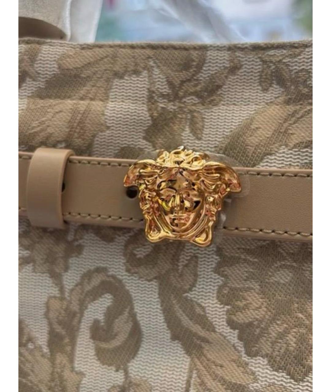 VERSACE Бежевая жаккардовая сумка с короткими ручками, фото 4