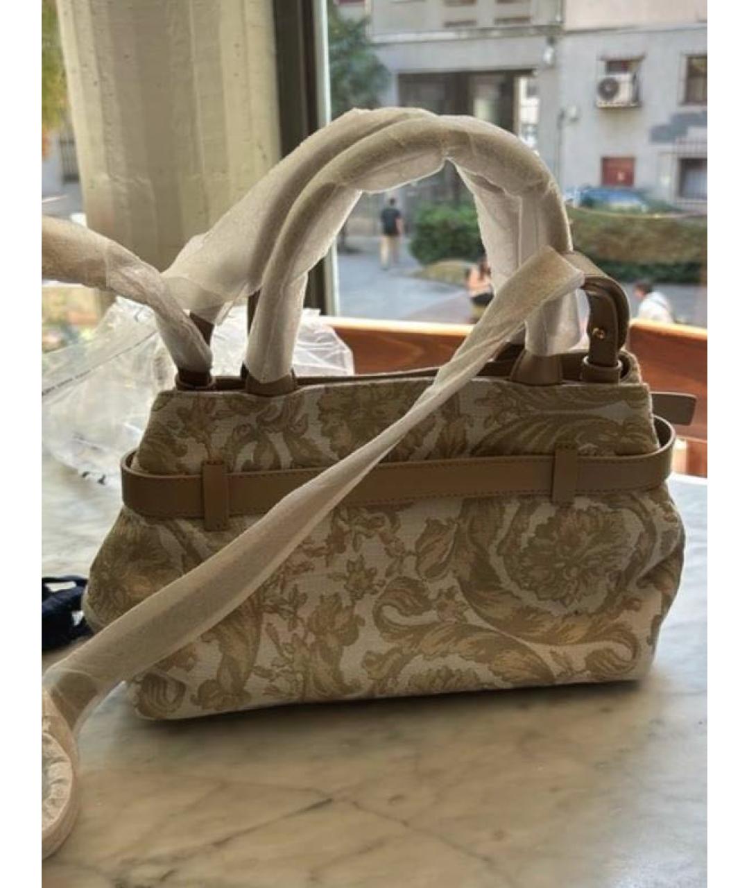 VERSACE Бежевая жаккардовая сумка с короткими ручками, фото 2