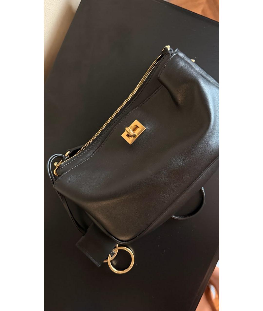 BALENCIAGA Черная кожаная сумка через плечо, фото 2