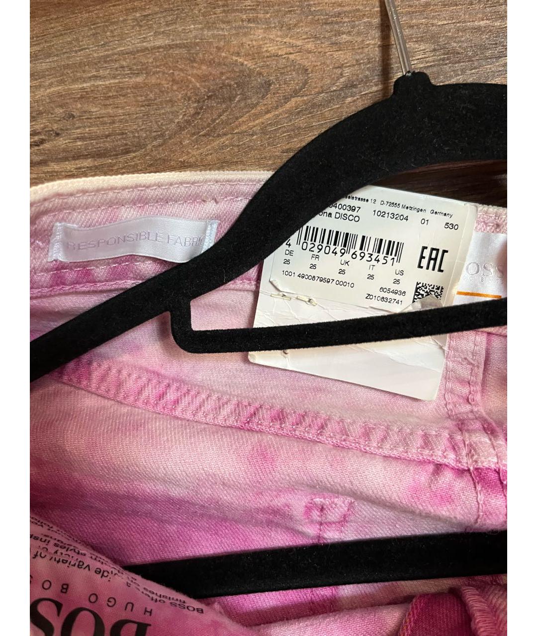 HUGO BOSS Розовые хлопковые прямые джинсы, фото 4