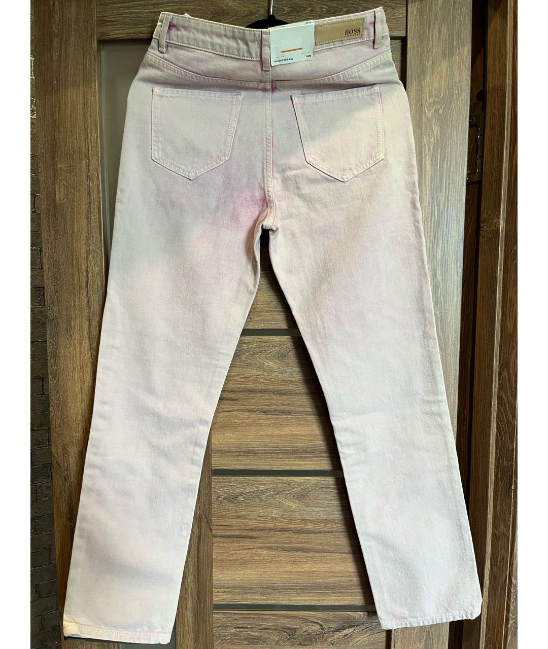 HUGO BOSS Розовые хлопковые прямые джинсы, фото 2