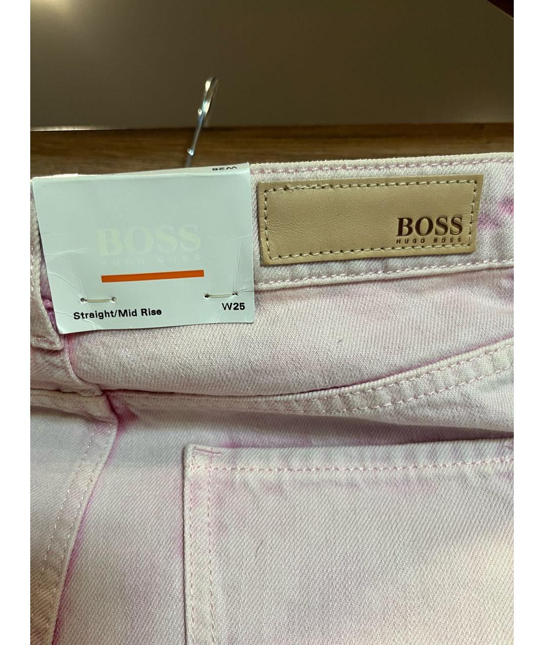 HUGO BOSS Розовые хлопковые прямые джинсы, фото 3