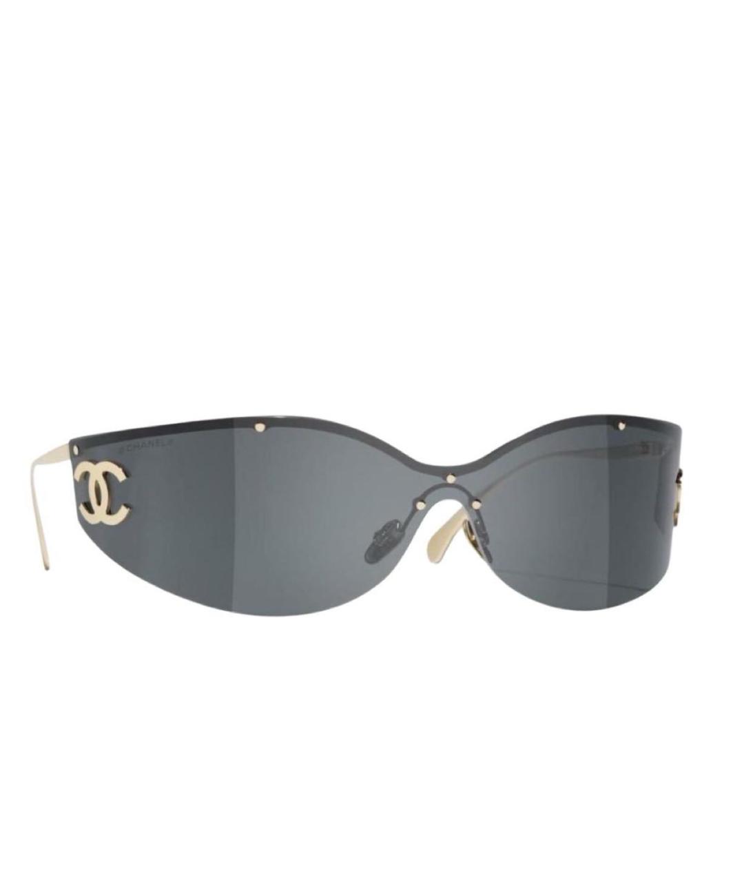 CHANEL Золотые металлические солнцезащитные очки, фото 9