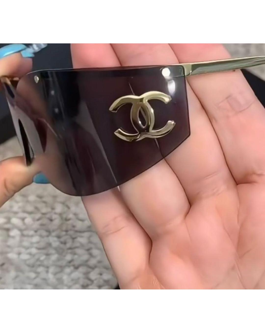 CHANEL Золотые металлические солнцезащитные очки, фото 5