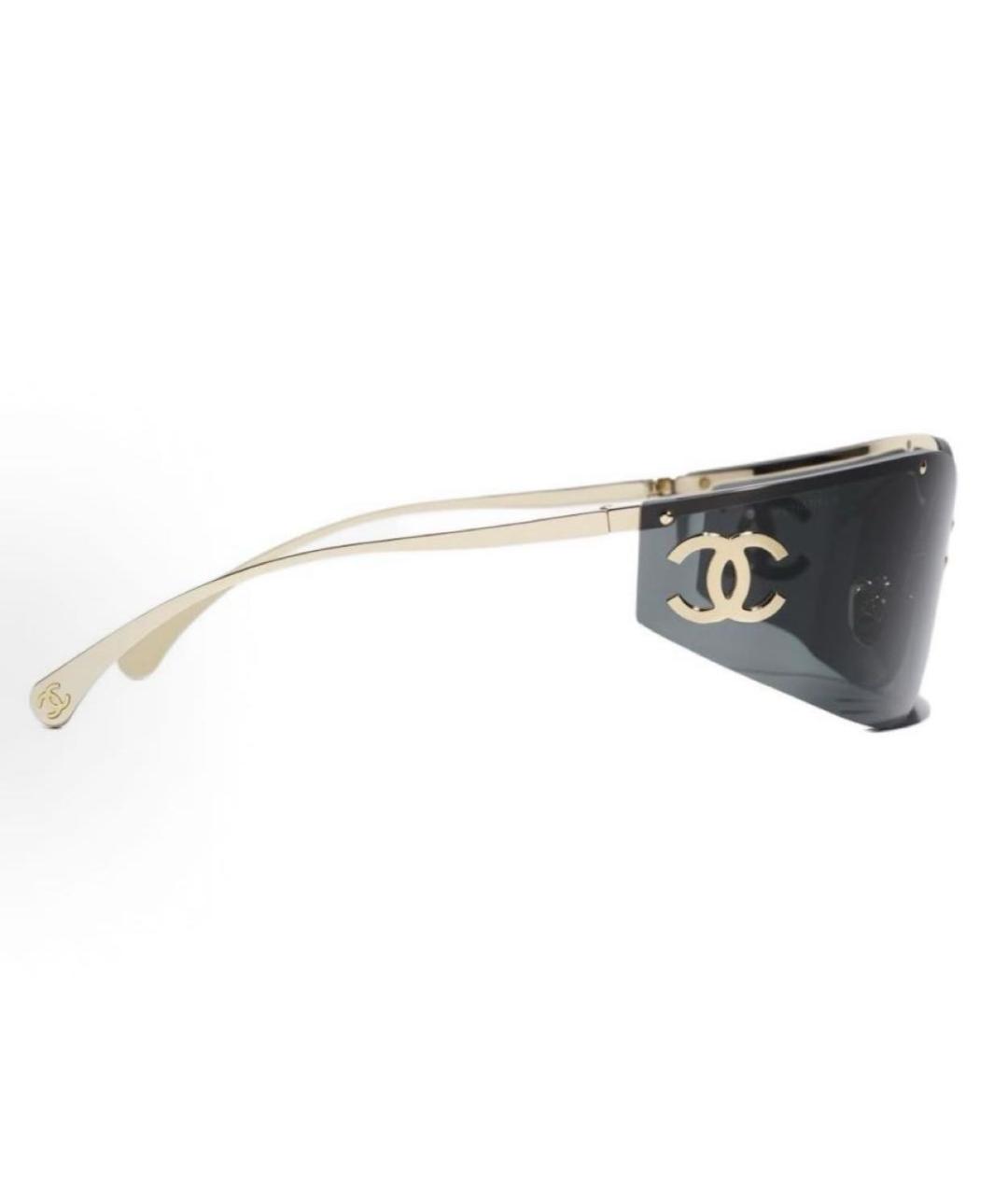 CHANEL Золотые металлические солнцезащитные очки, фото 3