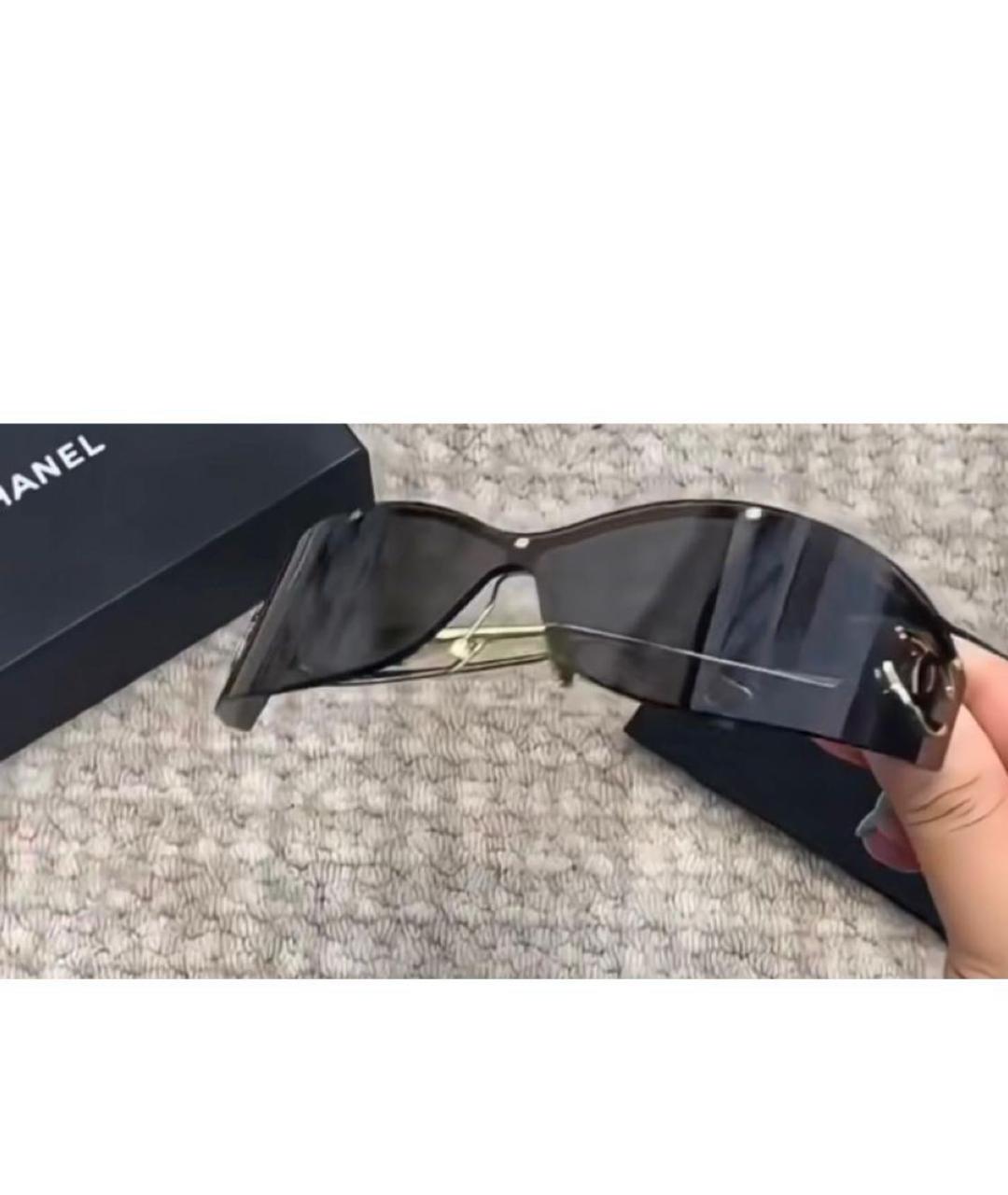CHANEL Золотые металлические солнцезащитные очки, фото 4
