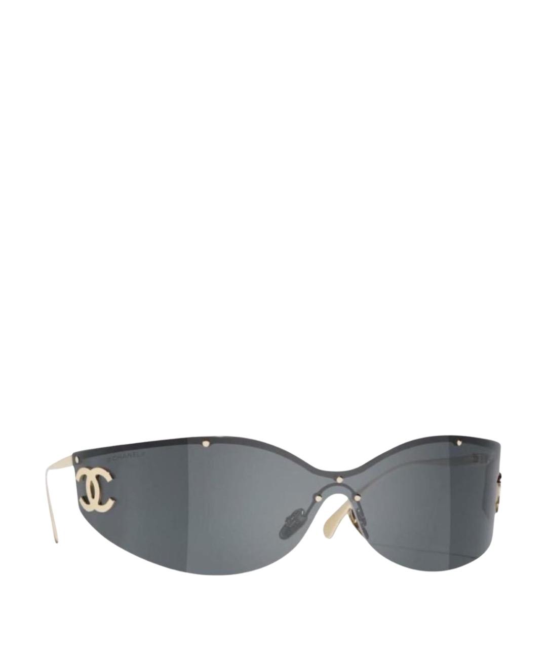 CHANEL Золотые металлические солнцезащитные очки, фото 1