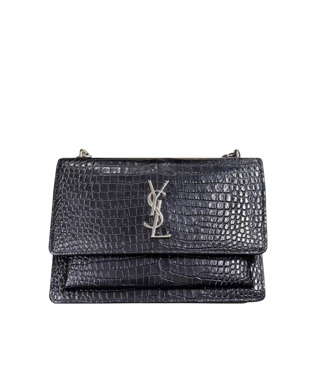 SAINT LAURENT Черная кожаная сумка через плечо, фото 1