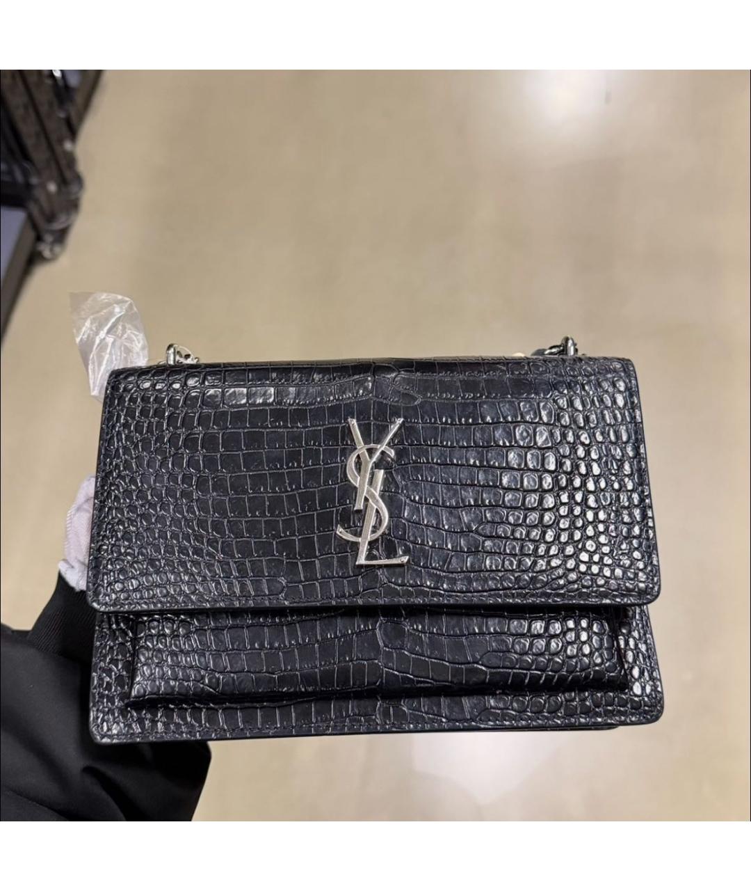 SAINT LAURENT Черная кожаная сумка через плечо, фото 4
