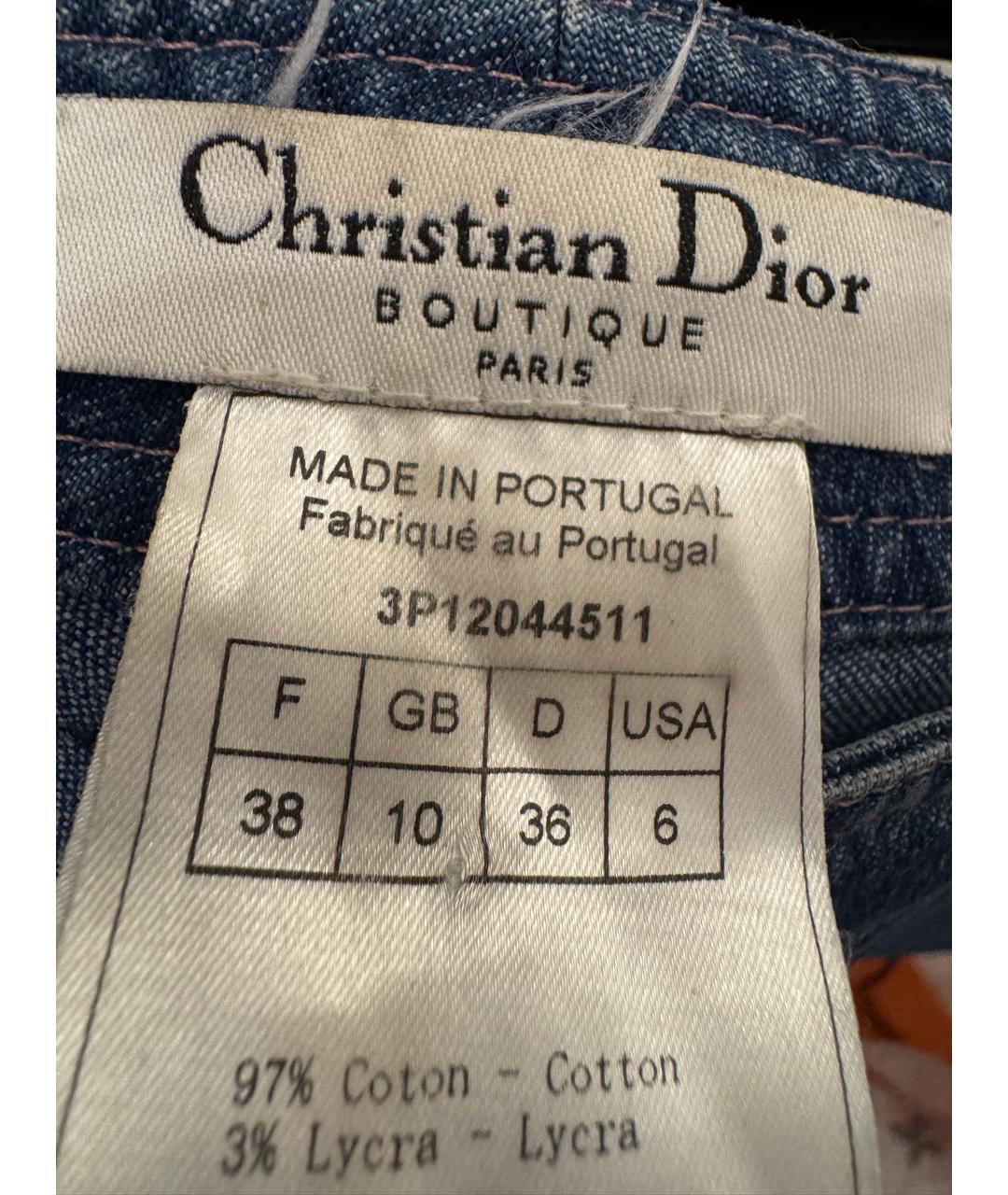 CHRISTIAN DIOR Голубые хлопко-эластановые прямые джинсы, фото 6