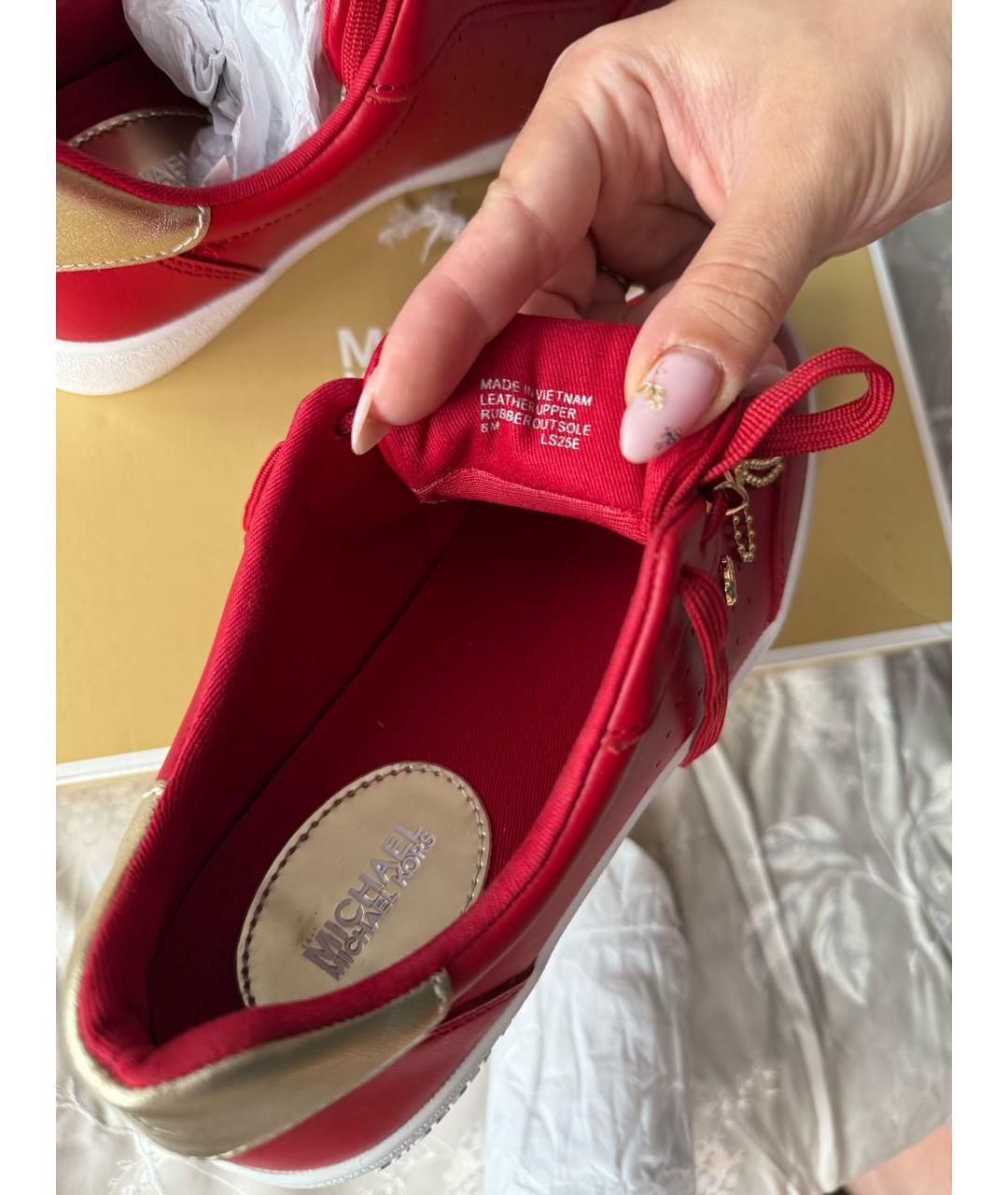 MICHAEL MICHAEL KORS Красные кожаные кеды, фото 7