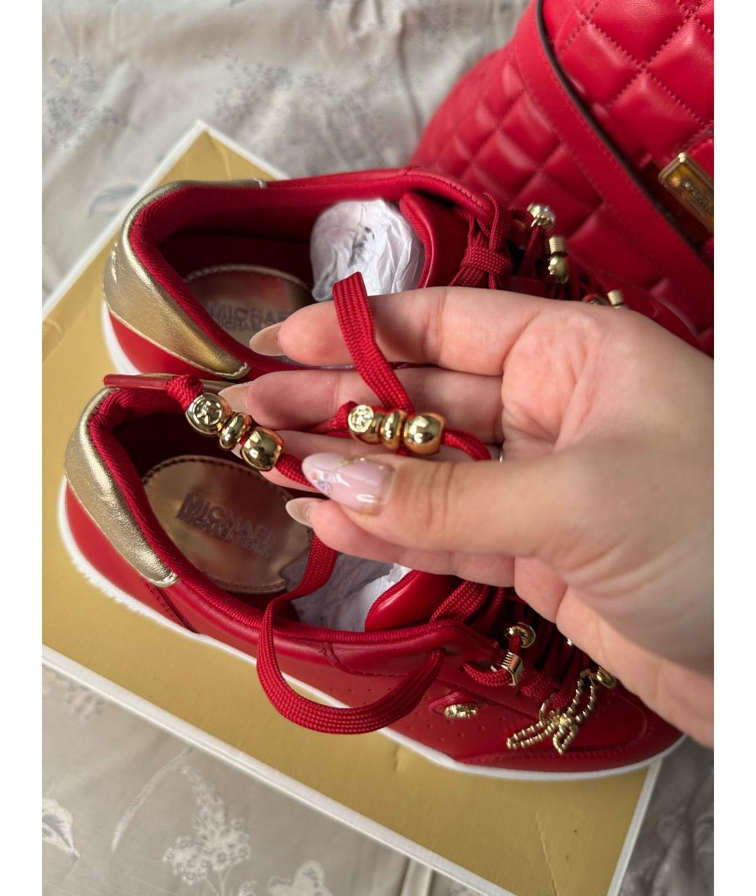 MICHAEL MICHAEL KORS Красные кожаные кеды, фото 6