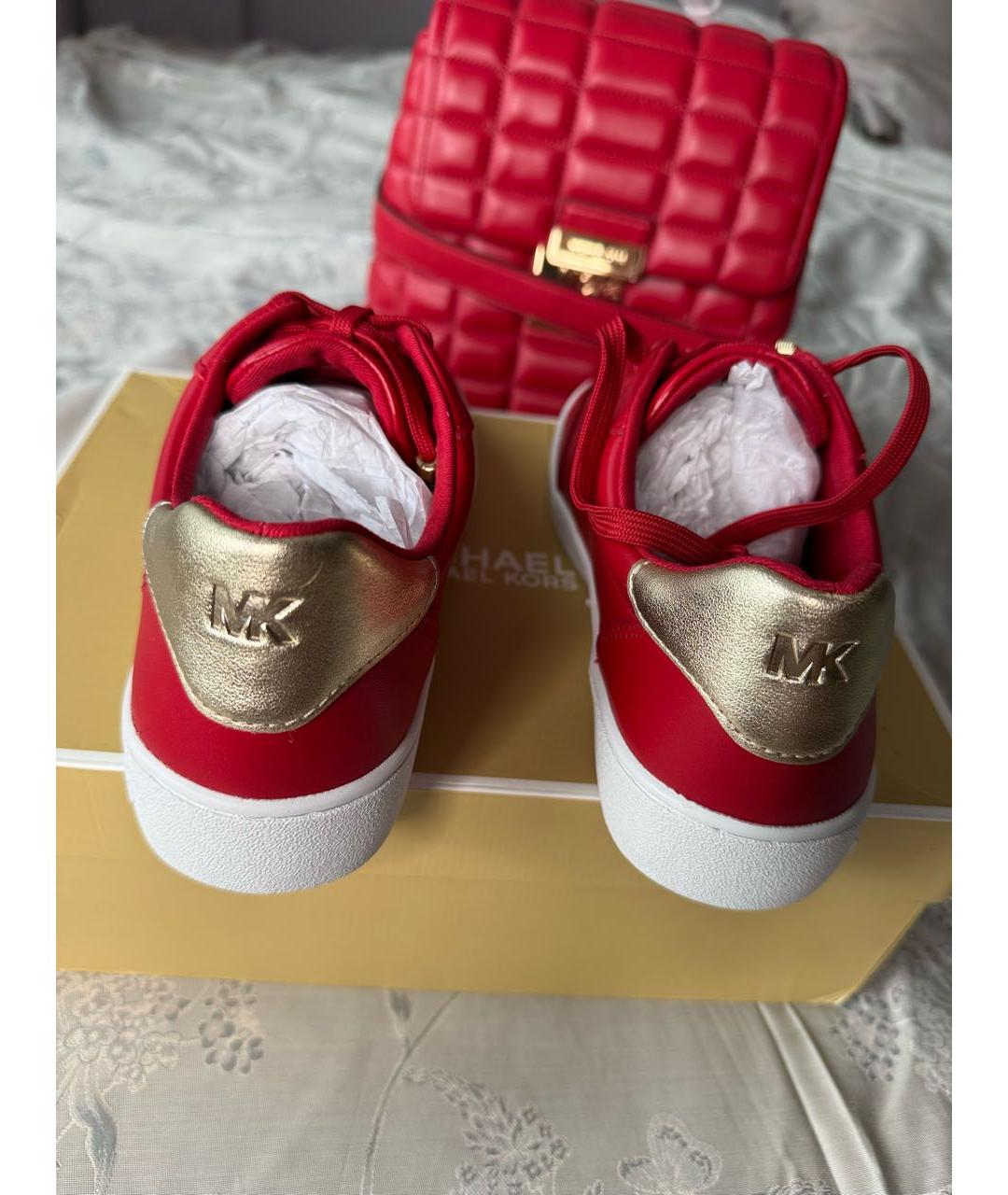 MICHAEL MICHAEL KORS Красные кожаные кеды, фото 4